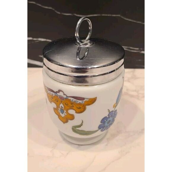 Royal Worcester England 'KING SIZE' Egg Coddler Palmyra Floral Design 4" EUC - Picture 2 of 9
